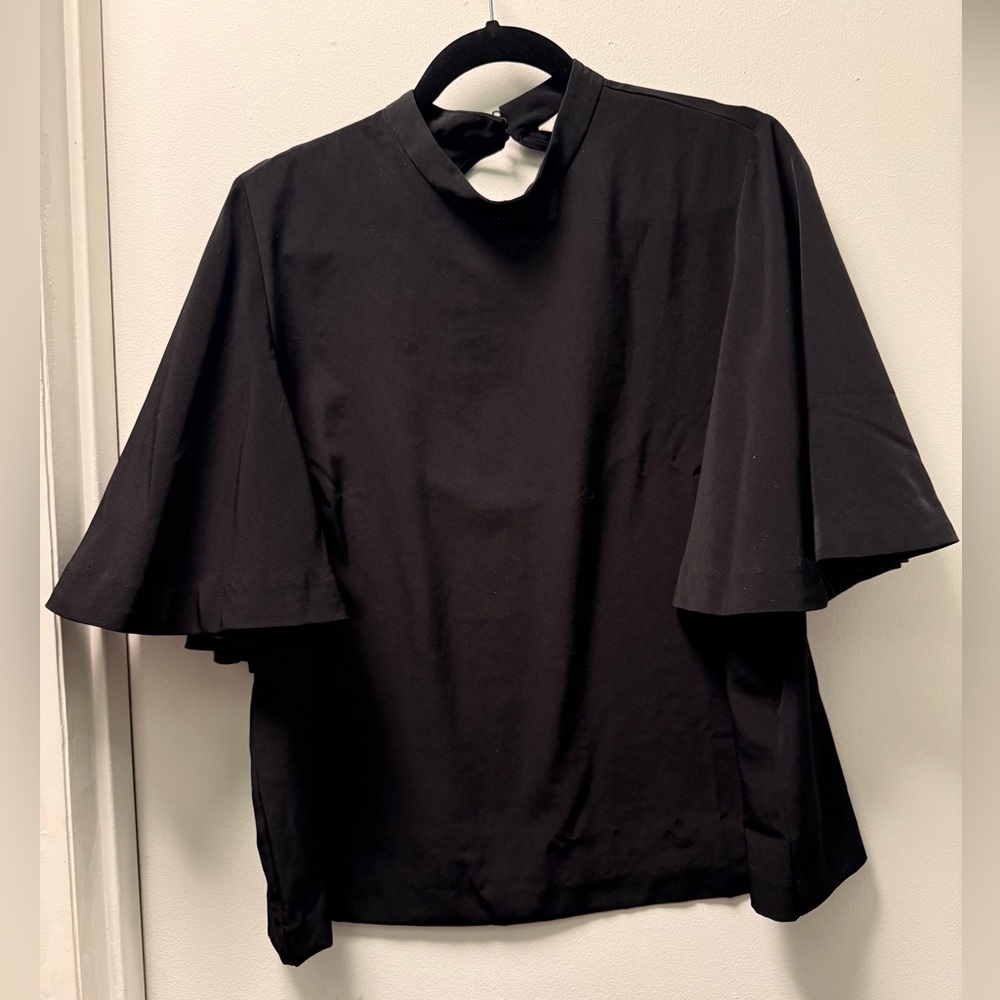H&M Open Back Black Bell Sleeve Top